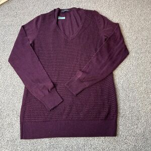 The Limited Sweater Womens Medium Purple V-Neck Knit Pullover‎ Long Sleeve
